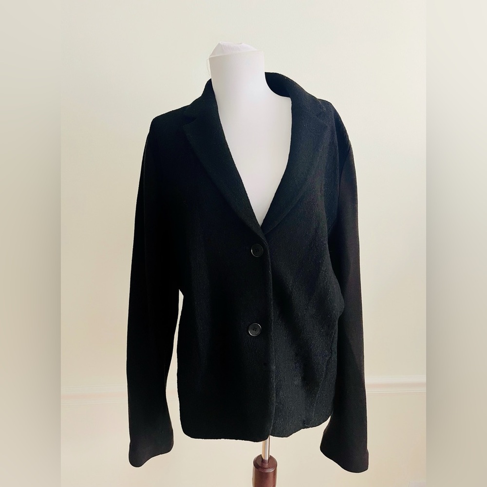 Talbots Wool Classic Jacket Size 16 Black Fitted Button Up Blazer L-XL
